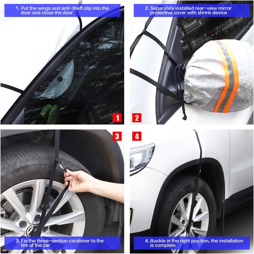 Amazon Gamurry 車フロントガラス雪氷カバー フロントガラスカバー 4層保護 磁気エッジ 防雪 氷 曇り止め 厚みのある雪カバー 車 ほとんどの車に対応 雪対策 車 バイク