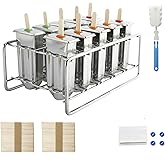 HYDDNice Stainless Steel Popside Molds Kit, 10 Ice Pop Makers Mold with Rack, 10 Silicone Seals, 100 Reusable Bamboo Sticks, 
