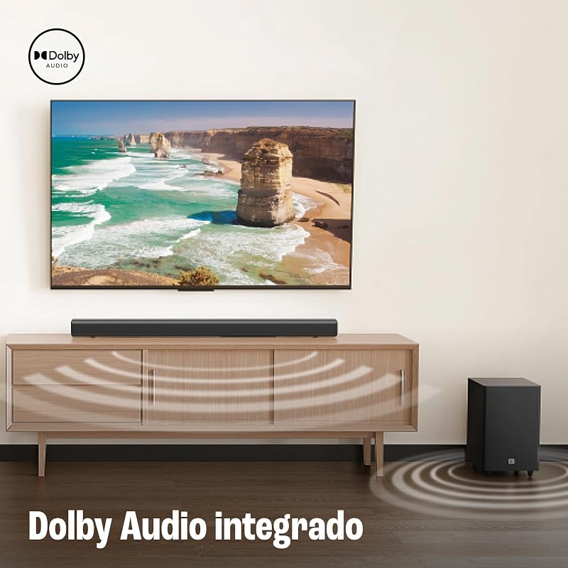 JBL Cinema SB 550 Barra de som de 3.1 canais com subwoofer integrado para graves profundos e 250 watts de Dolby Audio para uma experiência de audição de qualidade, preto, EU Plug (tipo C)