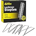 HongWay 240pcs Landscape Staples, 6 Inch 11 Gauge Fabric Stakes Galvanized Garden Staples and U-Shaped Pins for Landscaping F
