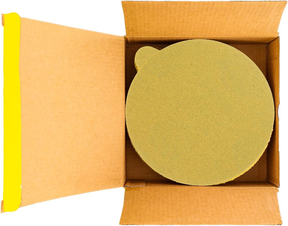 Dura-Gold - Premium - 80 Grit 6" Gold PSA Self Adhesive Stickyback Sanding Discs for DA Sanders - Box of 50 Sandpaper Finishing Discs for Automotive and Woodworking: Automotive