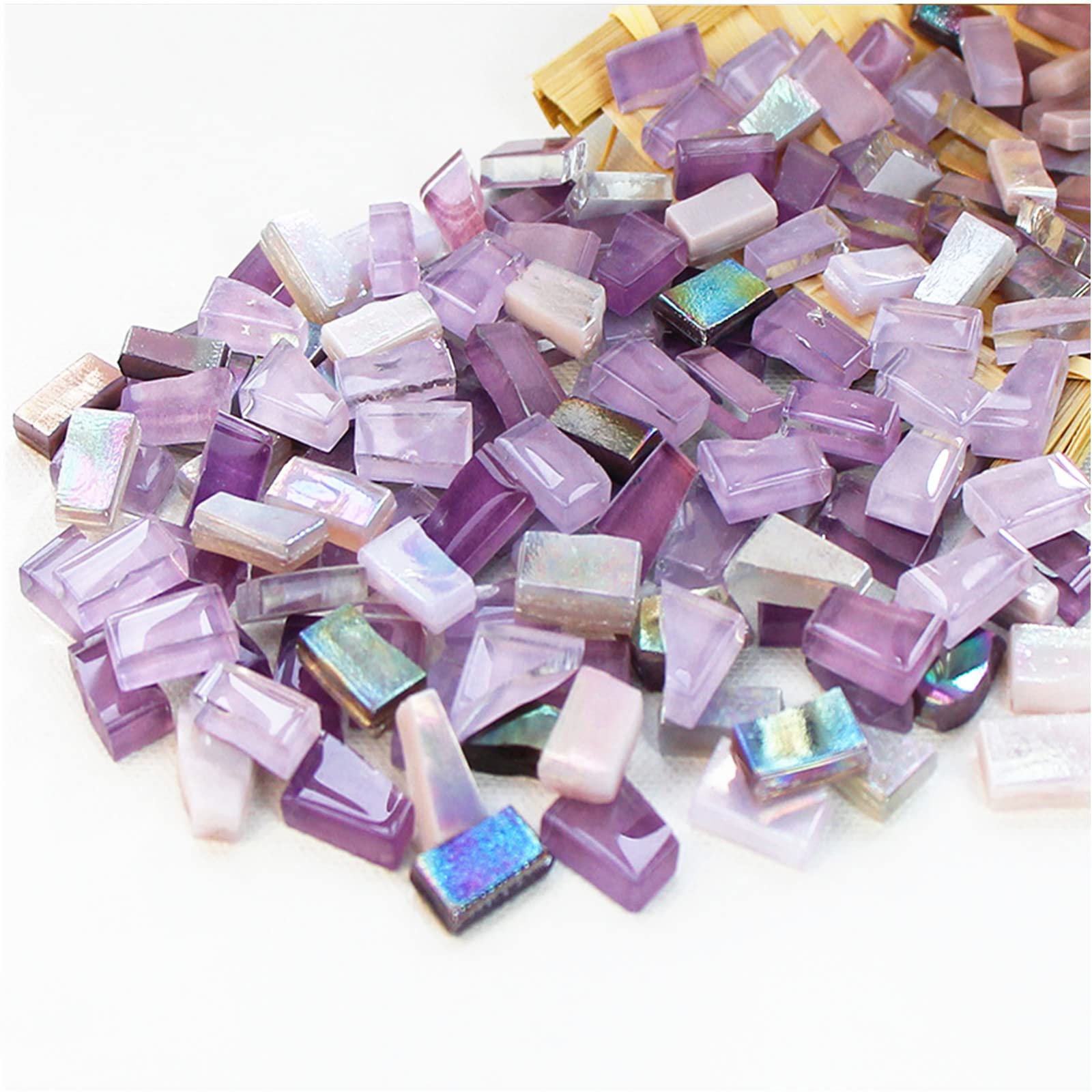 500g Irregular Crystal Mosaic Tiles,Small Mosaic Tile DIY Hobbies Children Handmade Crystal Craft for Crafts Bulk DIY Picture Frames Handmade Jewelry Coaster (Purple Series)