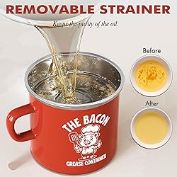 PGYARD Mini Bacon Grease Saver With Strainer - 15OZ