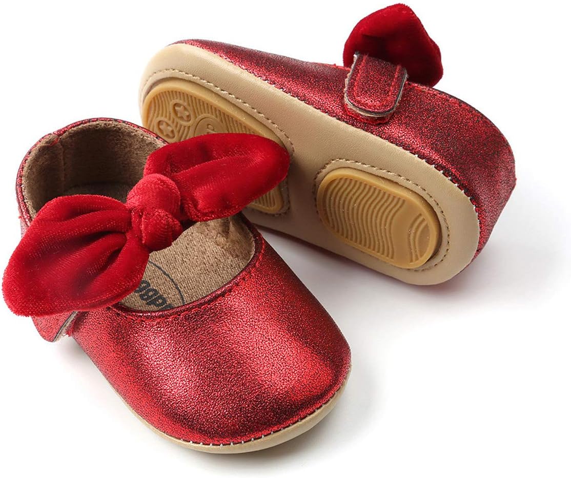 ENERCAKE Infant Baby Girls Mary Jane Flats Non-Slip Soft Soled Toddler First Walkers Crib Shoes Princess Dress Shoes