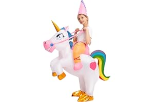 Spooktacular Creations Kids Inflatable Halloween Costume, Riding a Unicorn, Colorful Air Blow-up Set with Hat Hallowen Party