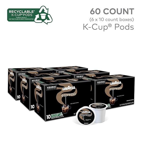 LAVAZZA ESPRESSO, SINGLE-SERVE KEURIG K-CUP PODS, MEDIUM ROAST COFFEE, 10-COUNT BOX
