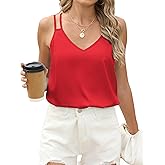 Mawor Camisole Tops for Women Summer Silk Satin V Neck Spaghetti Strap Tank Top Sleeveless Cami Blouse Shirts 2024