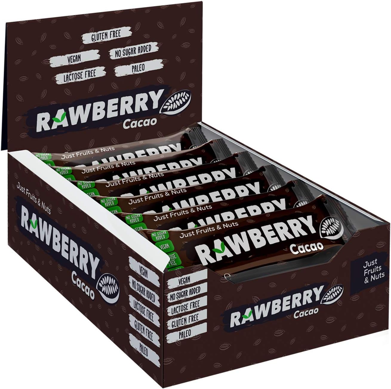 Rawberry Cacao, 33g Low Carb, Vegan & Gluten Free, Paleo, Healthy Snack Bars X 20
