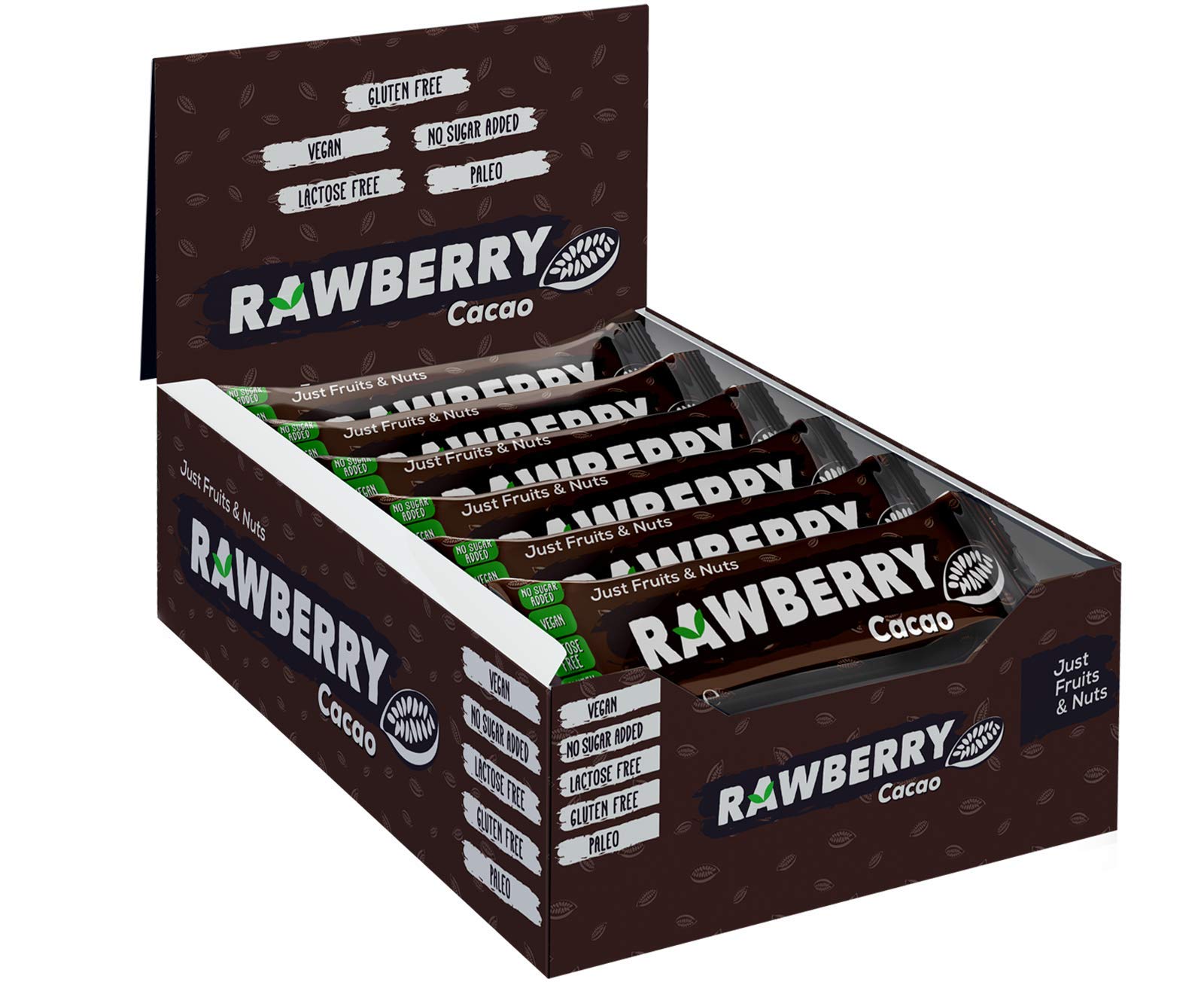 Rawberry Cacao, 33g Low Carb, Vegan & Gluten Free, Paleo, Healthy Snack Bars X 20