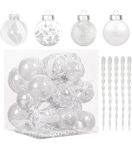 24 Boules De Noël Incassables 3cm - Plastique, Finitions Mat/brillant/scintillant, Pour Intérieur Et Extérieur