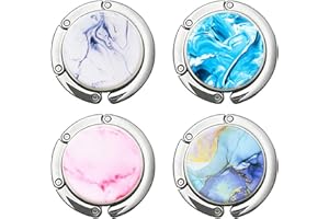 Knocent Foldable Purse Hook Handbag Hangers for Table Handbag Storage Folding Decor Table Hook,Women's Bag Handbag Hanger Holder (Marble 4 Pack)
