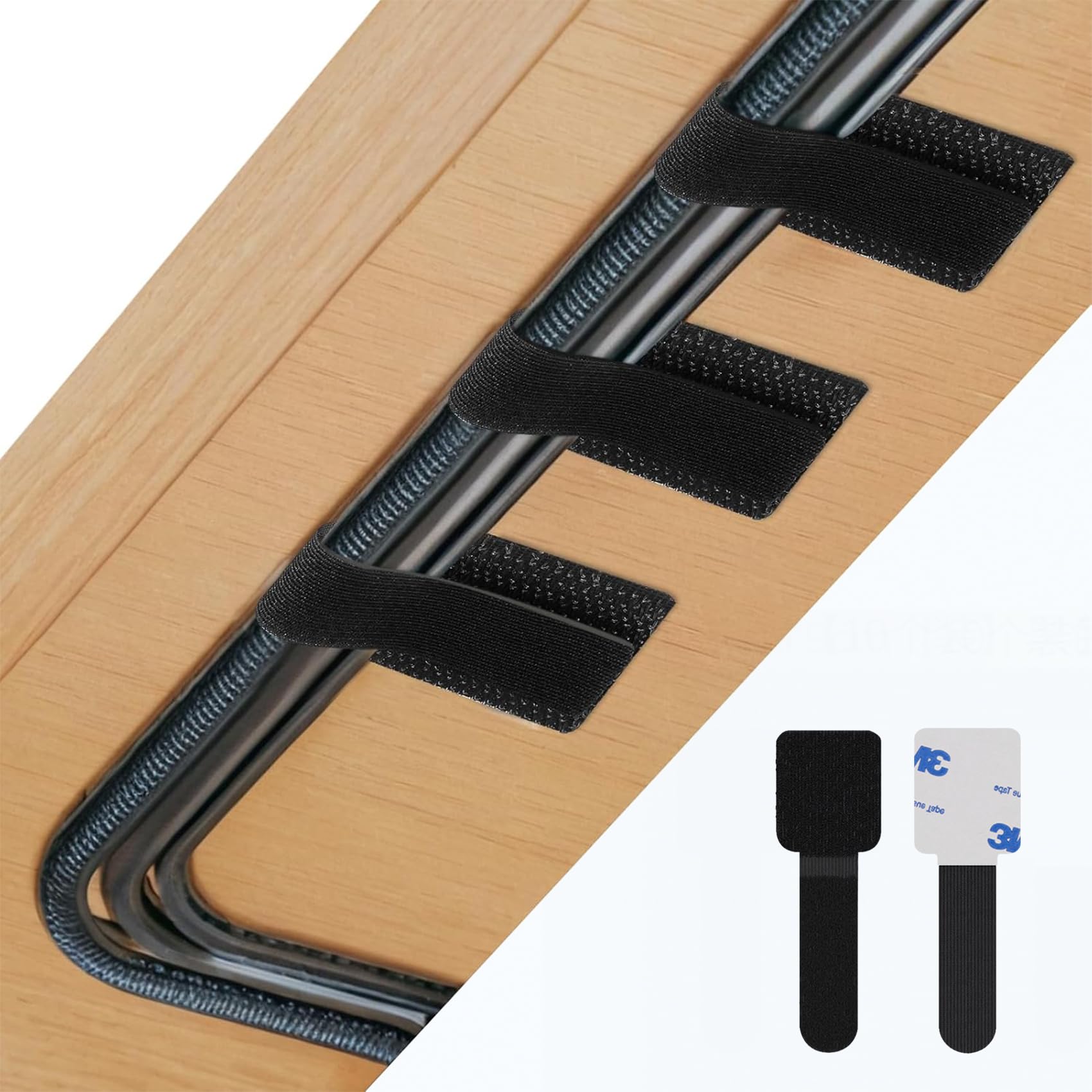 Photo 1 of Abnii 50 PCS Hook and Loop Cable Ties, Under Desk Cable Management, Self Adhesive Cable Tidy Clips Straps, Sticky-Back Cord Organizer, Wire Organizer for TV PC Laptop Ethernet Desktop, Black