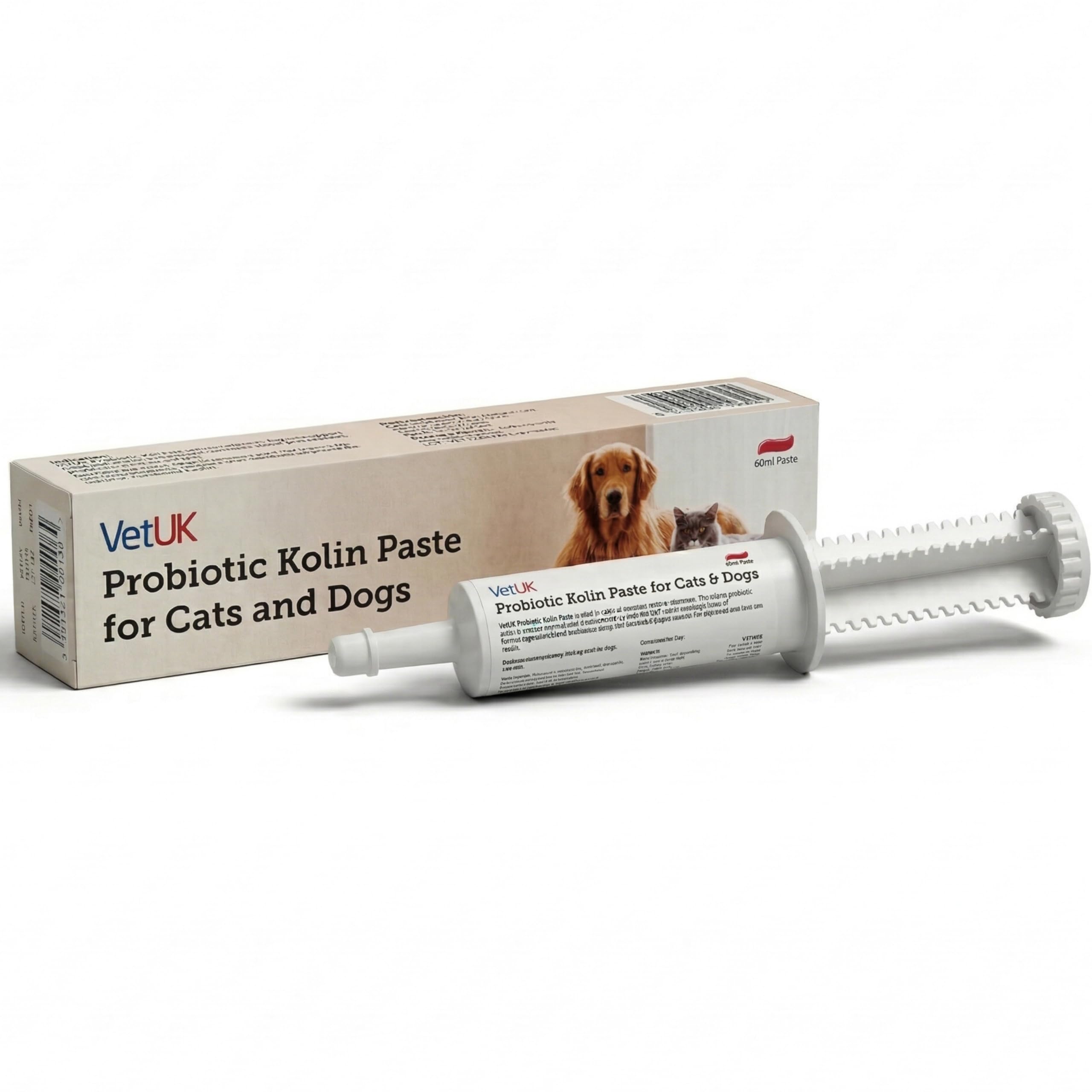 VetUK Veterinary-Grade Probiotic & Prebiotic Paste for Dogs & Cats - Fast Digestive Support - Pro Kolin Alternative - 60 ml