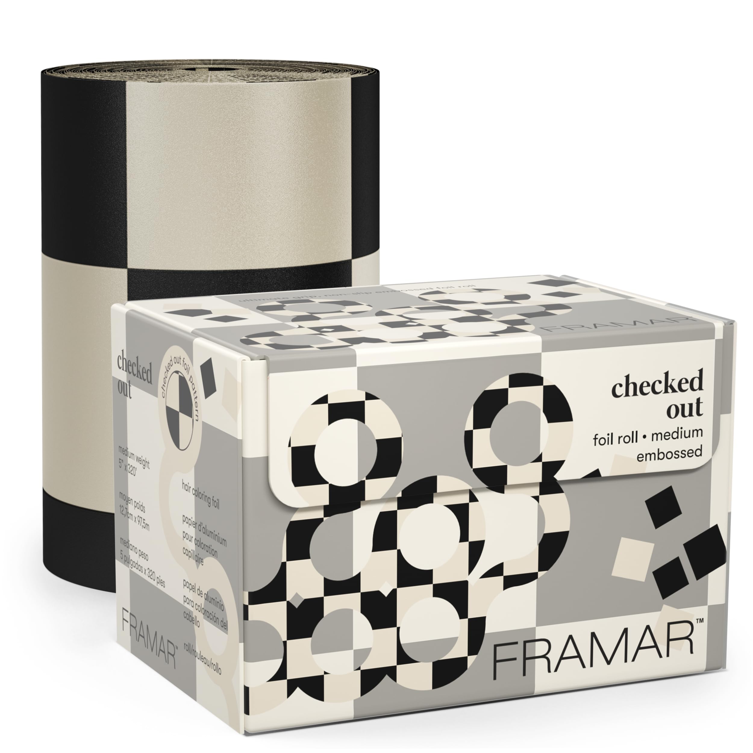 FRAMAR Checked Out Hair Foil – Hair Foils For Highlighting, Foil For Hair Highlighting, Hair Foil Roll, Color Foil Rolls, Salon Foils For Hair Highlighting Kit, Hair Color Foils For Hair Stylist 320 f