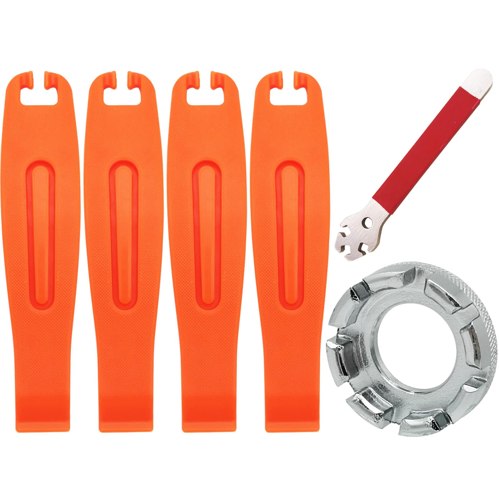 CTRICALVER Bike Spoke Wrench Kit, 2 Pcs Premium Steel Bicycle Spoke Wrench, 4 Pcs Bicycle Tyre Levers, Portable Bicycle Tire Repair Tool, Bicycle Repair Tool