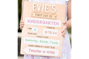 THIGREACT First & Last Day of School Board - Personalized Name First Day of School Sign Reusable - For 1st Day of Kindergarten, Preschool Wooden Chalkboard Back to School Gifts Photo Prop - 14 x 12 Inch