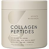 Sports Research Collagen Peptides - Hydrolyzed Type 1 & 3 Collagen Powder Protein Supplement for Healthy Skin, Nails, & Joints - Easy Mixing Vital Nutrients & Proteins, Collagen for Women & Men