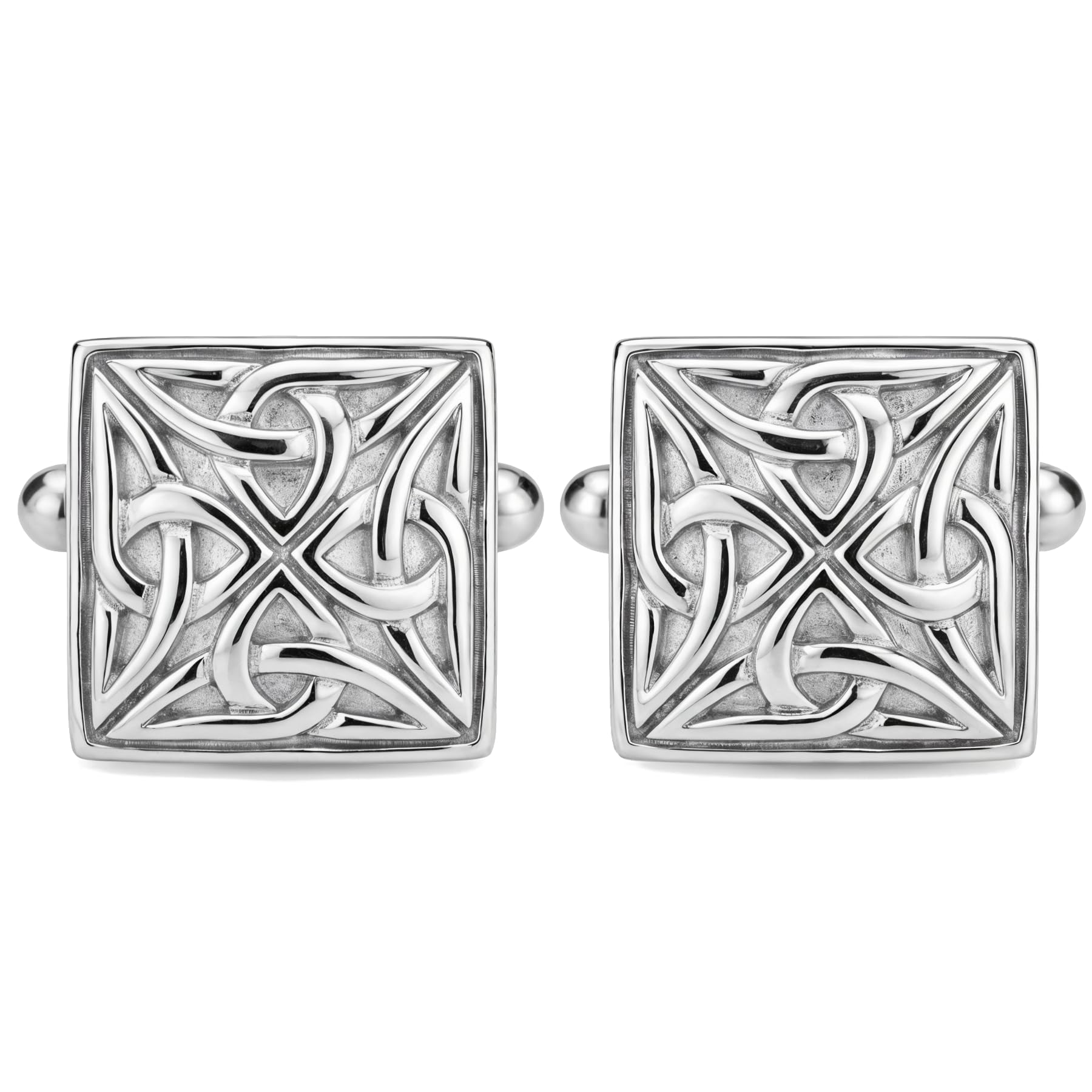 Alexander Castle 925 Sterling Silver Celtic Cufflinks for Men - Square 15mm x 15mm Celtic Trinity Cufflinks with Jewellery Gift Box