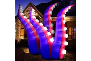 DOMKOM 6FT Halloween Inflatables Decorations Octopus Tentacles 2pcs with 36 Built-in LED Lights, Blow Up Holiday Yard Decoration for Halloween Party Outdoor, Yard, Garden, Lawn Décor