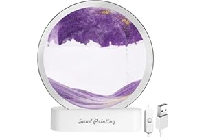 OSDUE Moving Sand Art Picture, 3D Deep Sea Sandscape in Motion, Round Glass Frame Display Flowing Sand Relaxing Gift for Kids Adults Home Office Work Desktop Decoration Toy (Purple, 7 Inch)