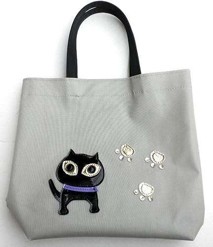 Amazon 猫柄バッグ サブバッグ 小さめ レディース 猫グッズ 雑貨 プレゼント かわいい 人気 安い 足跡猫 グレー 東京ワンニャンバッグ ポーチ