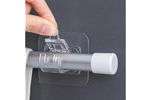 InfantLY Bright No Drill Curtain Rod Brackets,Self Curtain Rod Holder Hooks Nail-free Adjustable Clamp Hooks Wall Curtain Fixed Clip Hanging Rack Hook Wall Brackets 1-2cm Diameter Curtain Rod Pole