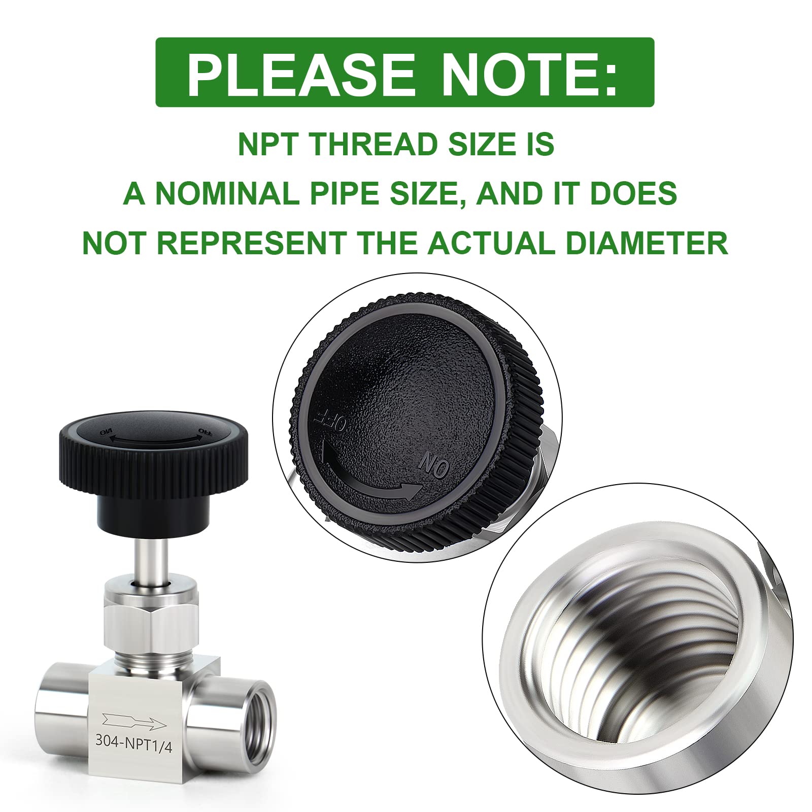 TAISHER 304 Stainless Steel Needle Valve - 1/4" Female NPT, High Pressure For Water/Gas/Oil - View #7