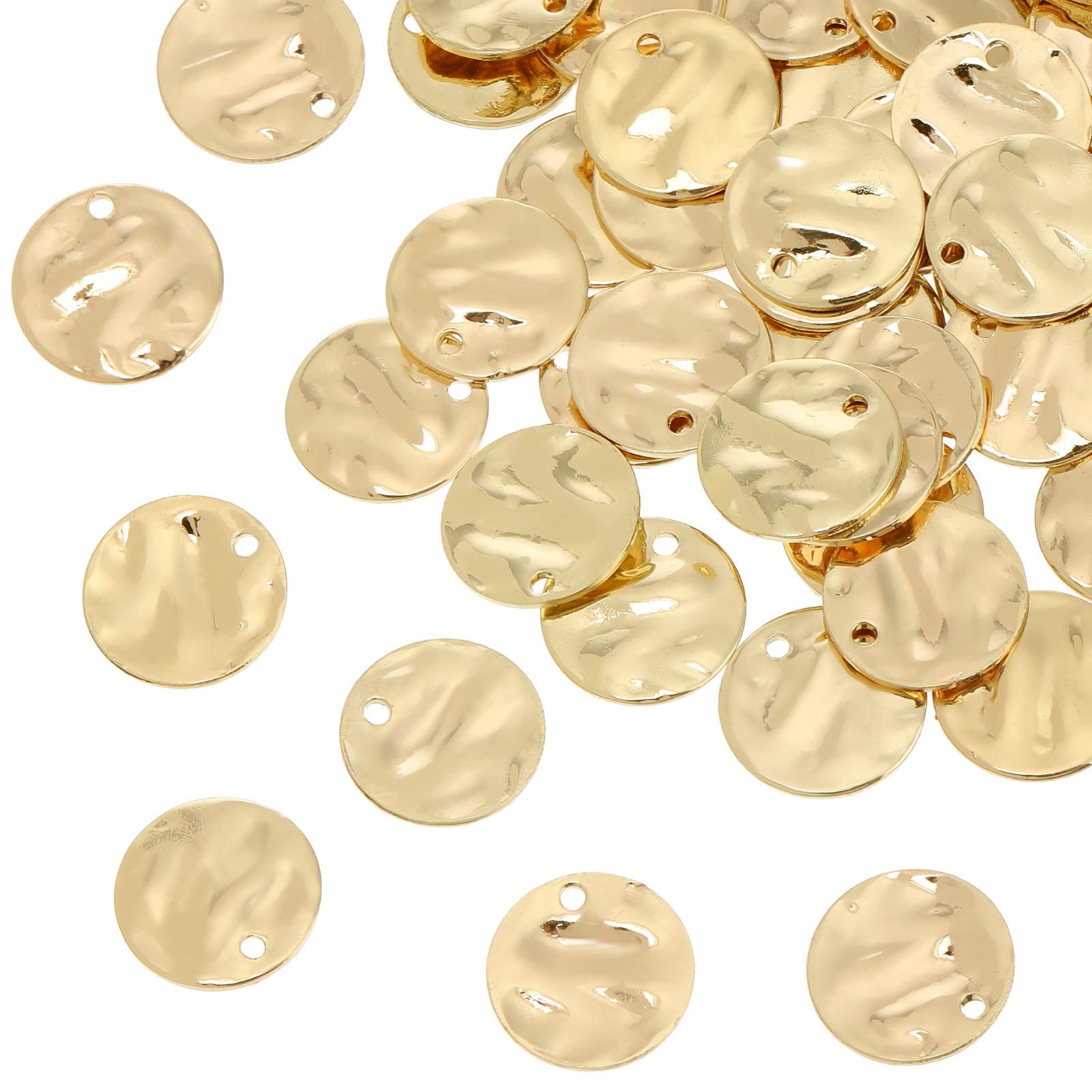 Photo 1 of 100 Pieces Gold Coin Charms for Jewelry Making, 13mm Gold Stamping Blanks Round Flat Coins Charms for Disc Earring Necklace Bracelet DIY Craft Supplies