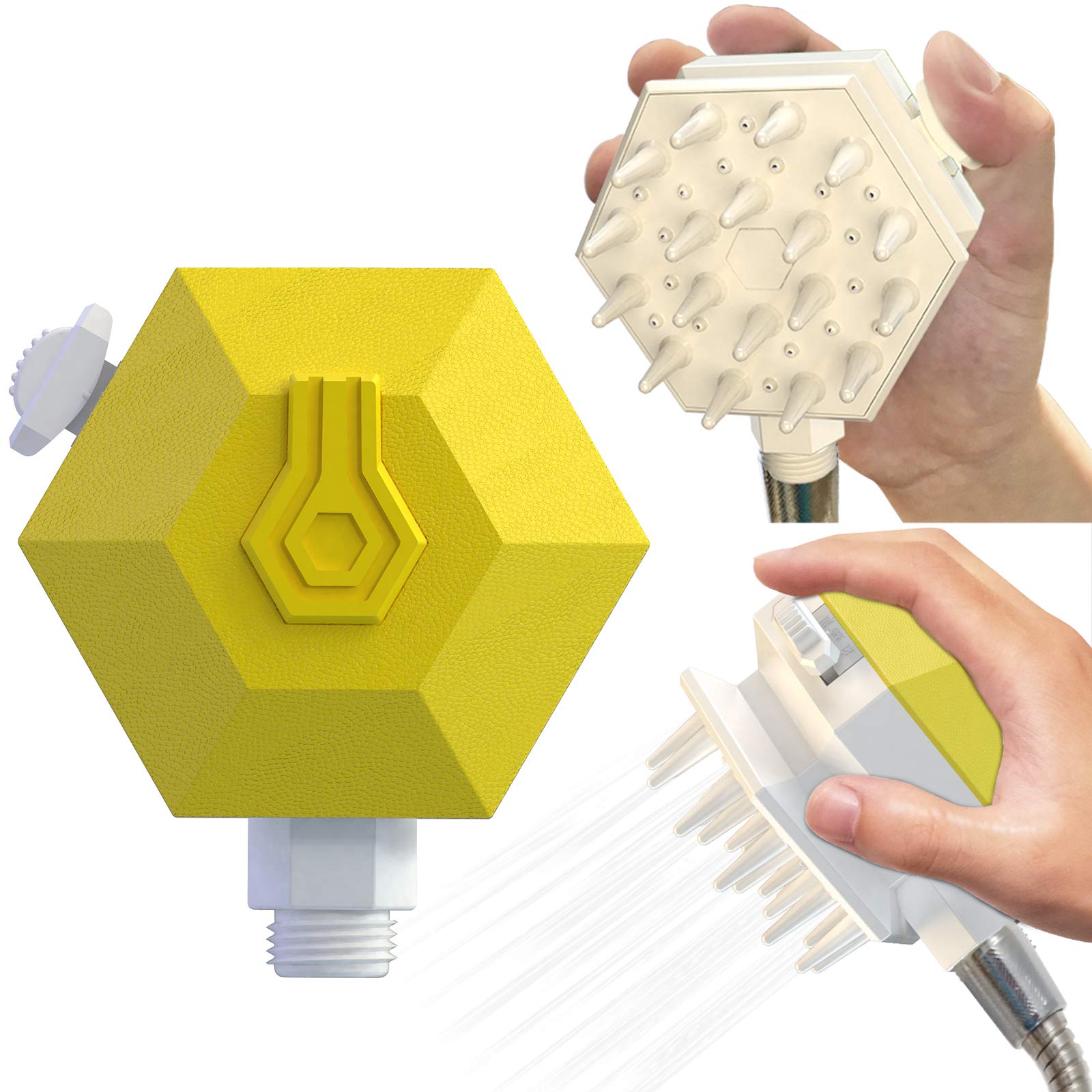 Johson Dog Shower Sprayer, Pet Brush Tool for Bathing Grooming Massage, Adjustable Hand Held Brush and Wipes 3 in 1, for Large Medium Small Dogs Cats Bath