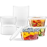 ELEGANT DISPOSABLES 12 OZ - 24 Sets Plastic Deli Food Storage Containers with Airtight Flexible Lids Microwavable, Leak Free, Washable, Freezer Safe.