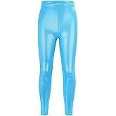 NewL Kids Girls Dance Pants Gymnastic Shiny Metallic Dance Leggings Skinny for Performances Costume