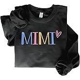 GODMERCH Embroidered Mimi Sweatshirt, Gifts Birthday Mothers Day for Mimi, Embroidery Crewneck Sweatshirts for Women