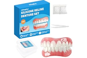 AIKAPLUS Moldable False Teeth - Silicone Dentures - Men and Veneers Teeth for Women - Upper and Lower Matching Set - Fix Your Smile at Within Minutes - 1PCS