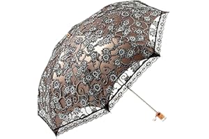 Orgrimmar Ladies Lace Parasol Umbrella Anti-UV Protection Sun Shade UPF 50+ Lightweight and Portable Folding Umbrella (Black)