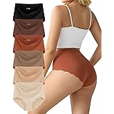 TDONE Seamless Underwear for Women, Mid High Waisted Tummy Control Ladies Briefs Full Coverage No Show Bikini Panties 6 pack