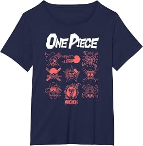 One Piece Anime Jolly Rogers Icons Outlines for Crew T-Shirt