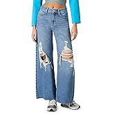 Forever 21 Womens Recycled Cotton Wide-Leg Jeans