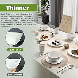 Yoshy 16-Piece White Embossed Mesh Bone China
