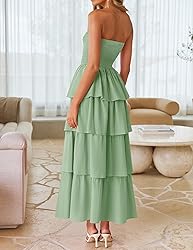 ZESICA Women‘s Summer Boho Strapless Maxi Dress