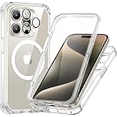 ESR for iPhone 15 Pro Max Case, Compatible with MagSafe, Full-Body Military-Grade Drop Proof Case for iPhone 15 Pro Max with Built-in 9H+ Tempered Glass Screen Protector, Clear