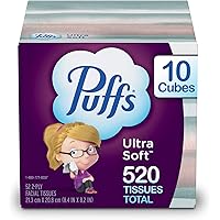Puffs Ultra Soft Non-Lotion Facial Tissues, 10 Cubes, 52 Tissues Per Box (520 Tissues Total)