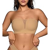 Seamless Wireless Strapless Bras for Women - V-Neck Full Coverage Strapless Bralette No Underwire Convertible Tube Top Bra