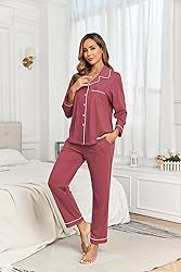 COLORFULLEAF Women's 100% Cotton Long Sleeve Pajama