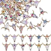 Hobbspring 48pcs Metal Cattle Head Charms with Flower Patterns for Jewelry Making DIY Crafts