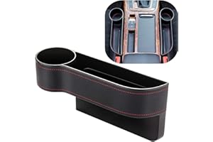 COFORDER Car Seat Gap Filler Organizer Between Front seat car Organizer and Storage Box, Auto Premium PU Leather Console with Cup Holder, Car Pocket for Interior Essentials (for Driver Side)