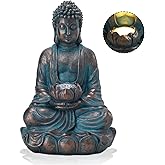 Bshine Solar Buddha Statue Outdoor Lights - 11x6 Inch Waterproof Garden Statue with Lotus, Meditation Zen Spiritual Room Decor for Yard, Patio, Buddha Figurine for Home Garden Decor Indoor