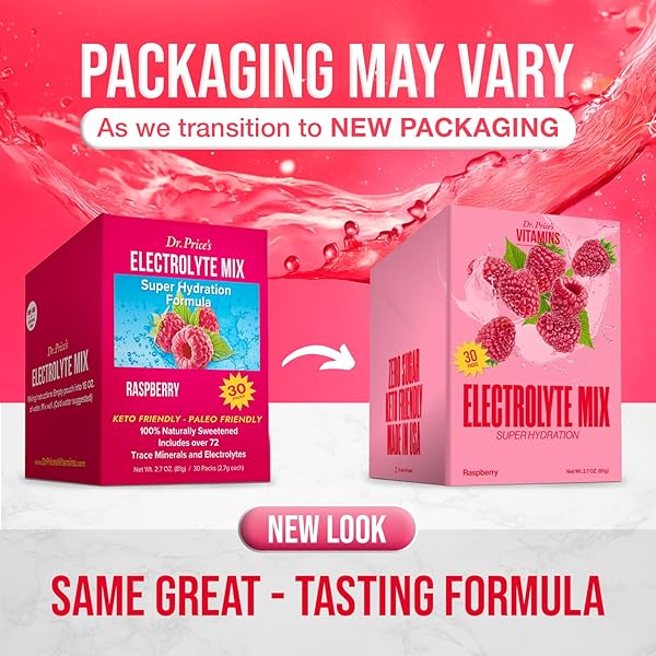 DR. PRICE’S ELECTROLYTES HYDRATION POWDER PACKETS – RASPBERRY, 30 PACKS | SUGAR FREE ELECTROLYTE DRINK MIX, 72+ TRACE MINERALS, MANGANESE | KETO ELECTROLYTES, VEGAN, DOCTOR-FORMULATED, MADE IN USA