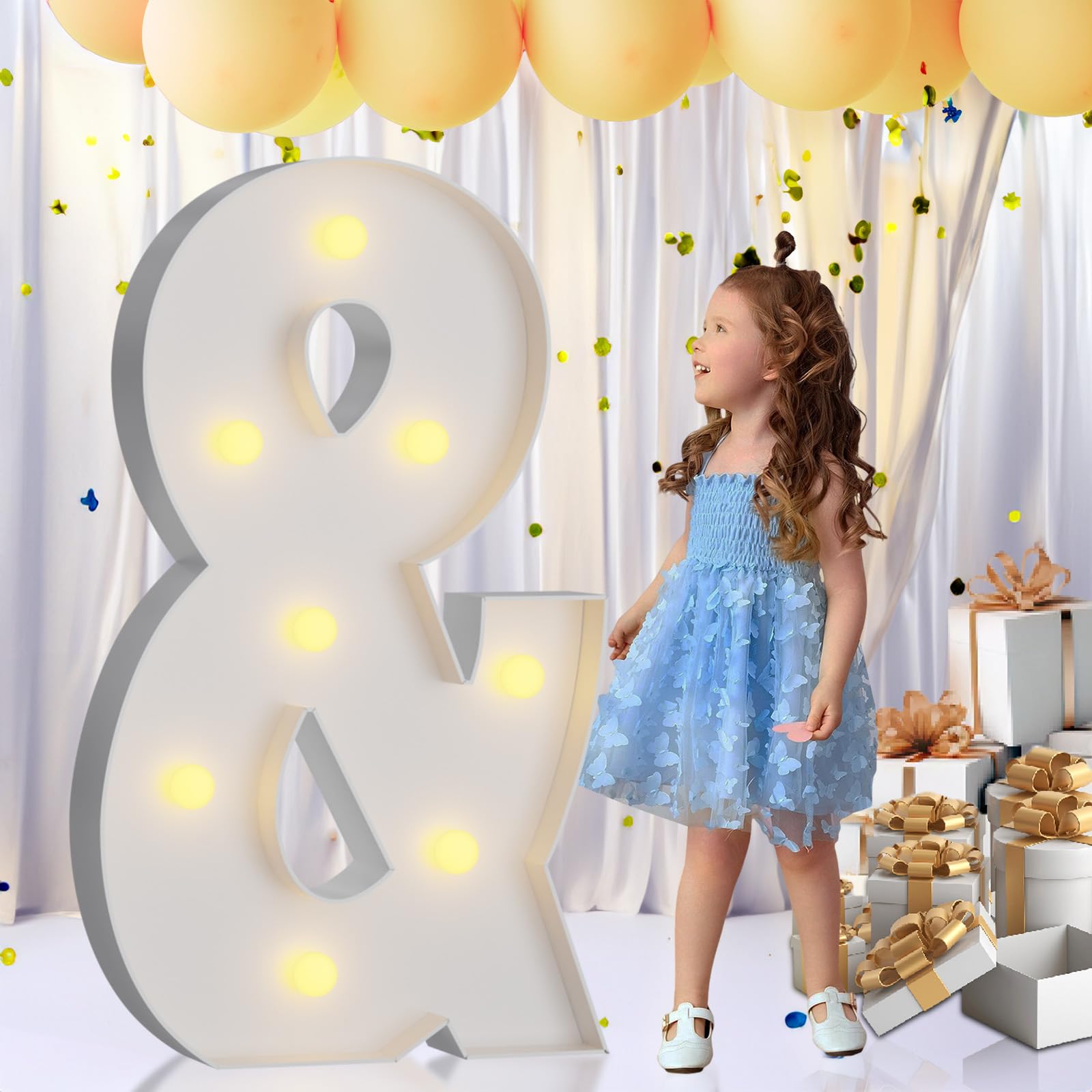 imprsv Marquee Light Up Letters, 3FT Marquee Letters Mosaic Light Up Letters for Birthday Baby Shower Wedding Engagement Party Backdrop Decor, Large Marquee Letters for Party Decorations, Letter &