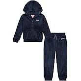 Juicy Couture girls 2pc Zip Up Embossed Velour Jog Set