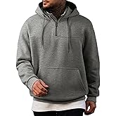 JMIERR Mens Casual Cotton Hoodies Drawstring Quarter Zip Pullover Sweatshirts